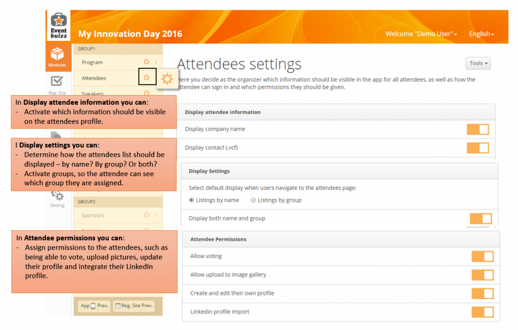 Attendee settings 1